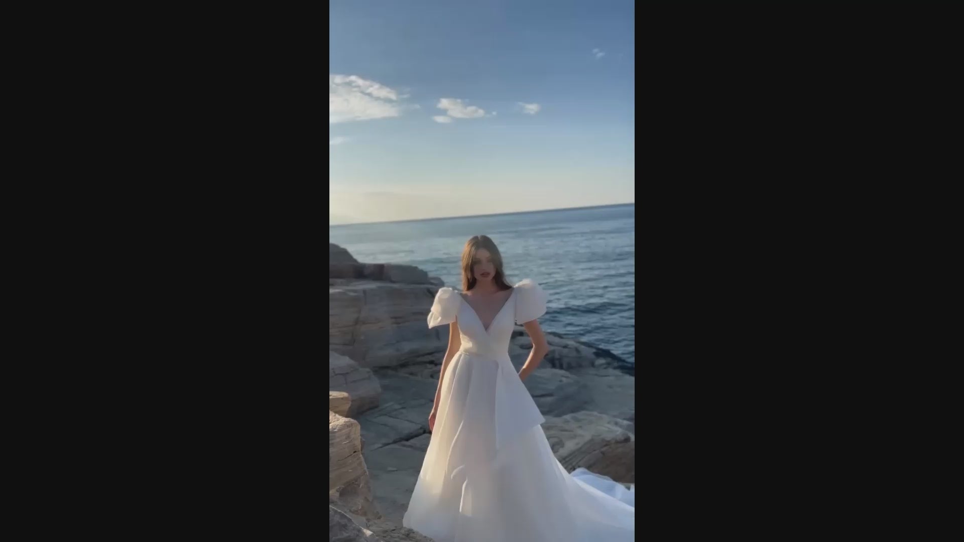 Tulipia A-line Deep V-neck Ivory Wedding dress video