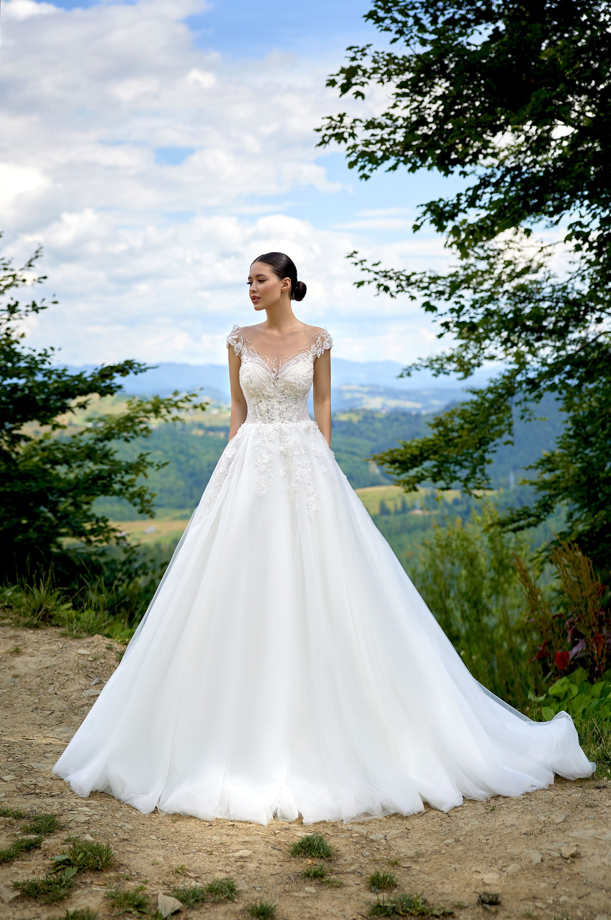 Samira A-line Illusion Milk Wedding dress