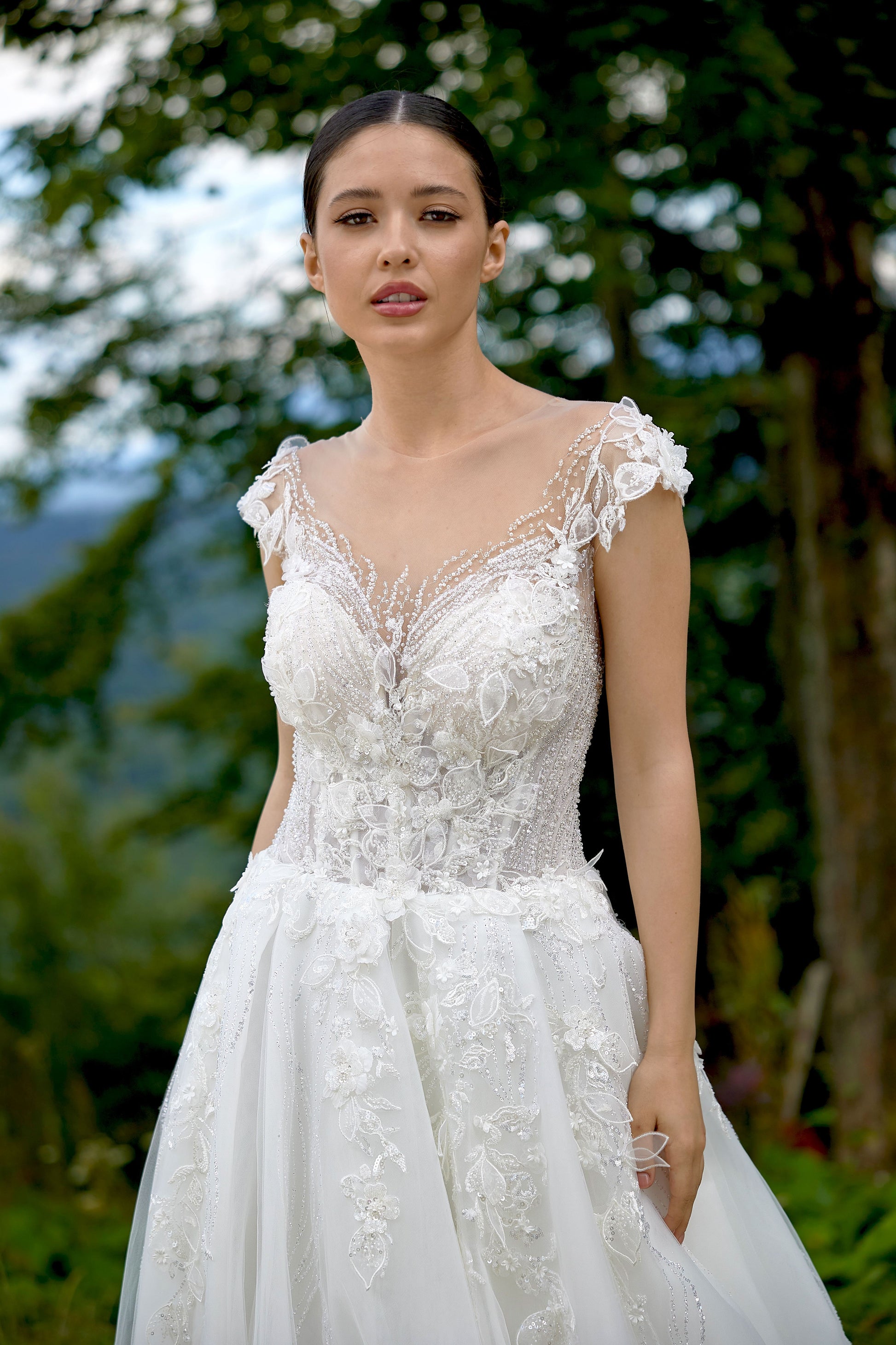 Samira A-line Illusion Milk Wedding dress