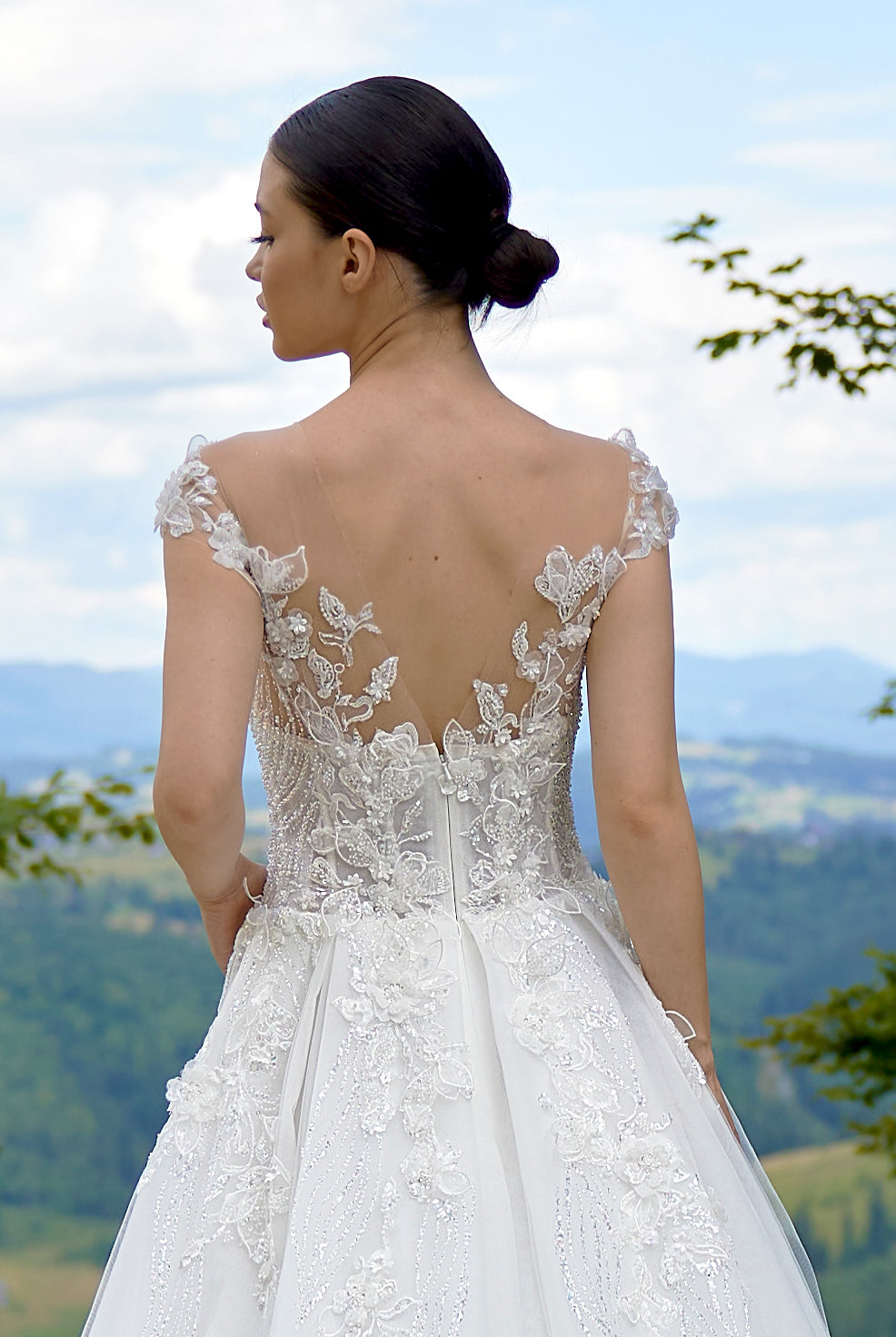 Samira A-line Illusion Milk Wedding dress