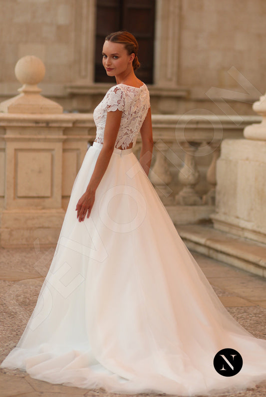 Aline A-line Boat Ivory Wedding dress