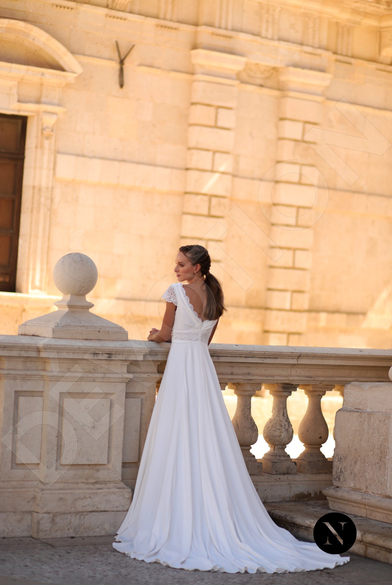 Colin A-line Deep V-neck Ivory Wedding dress 6