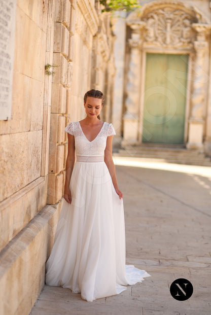 Cora A-line V-neck Ivory Wedding dress 7