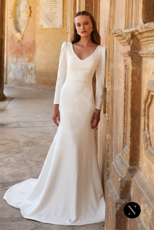 Dona Trumpet/Mermaid V-neck Ivory Wedding dress