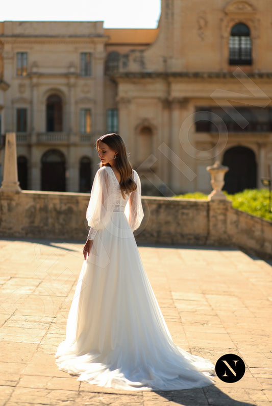 Flora A-line V-neck Ivory Wedding dress