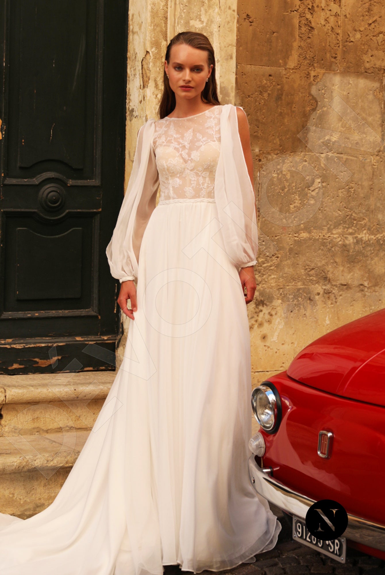 Friede A-line Boat/Bateau Ivory Wedding dress