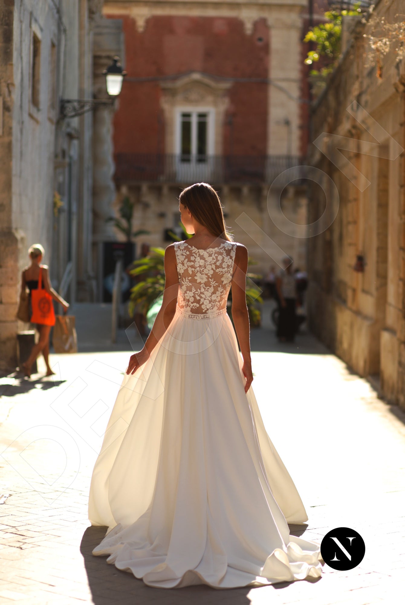 Gerde A-line Boat/Bateau Ivory Wedding dress