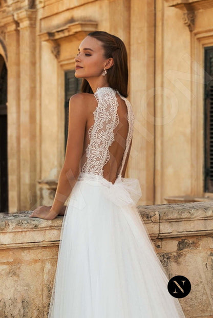 Helena A-line Halter Ivory Wedding dress Back