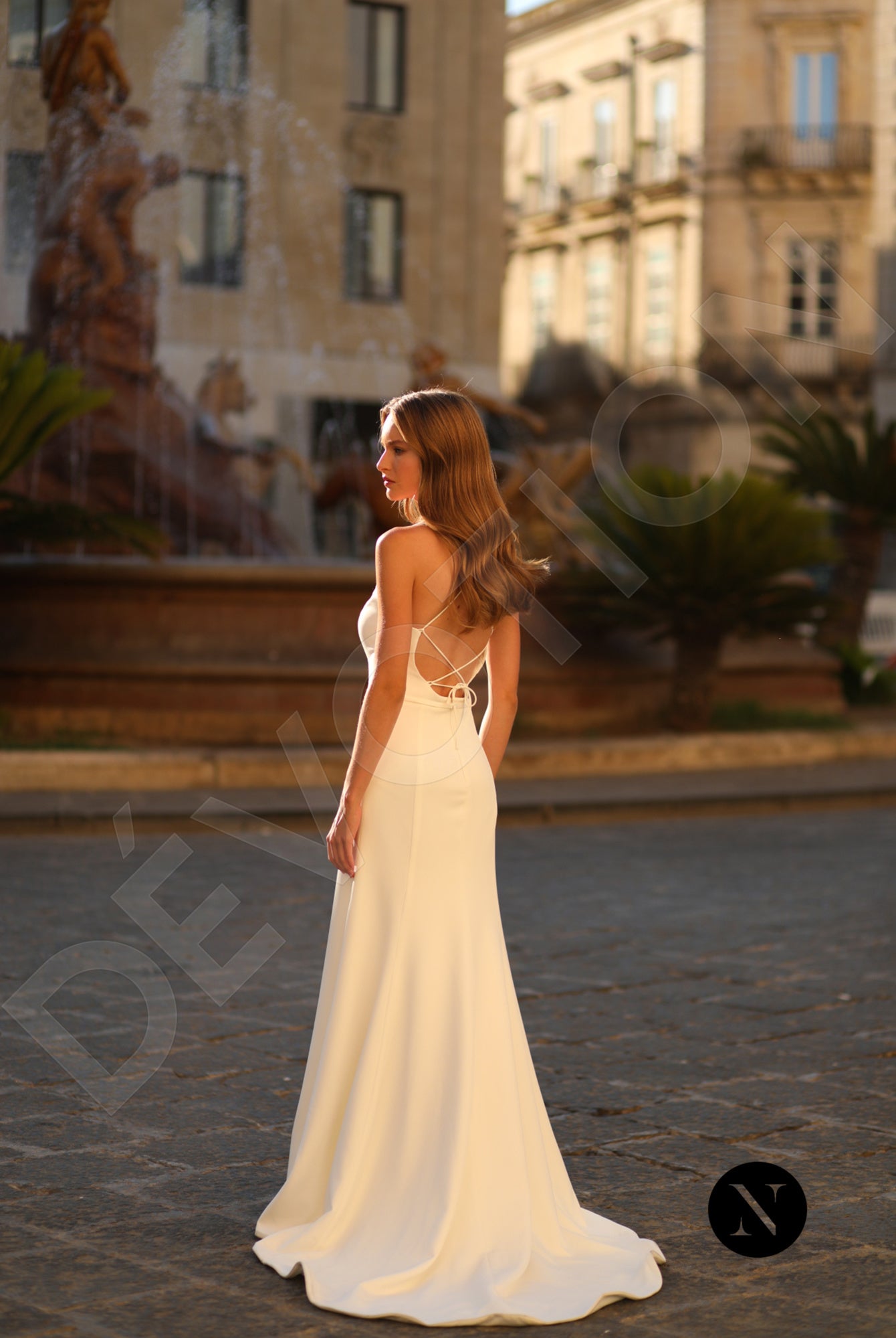 Margaret Trumpet/Mermaid V-neck Ivory Wedding dress Back