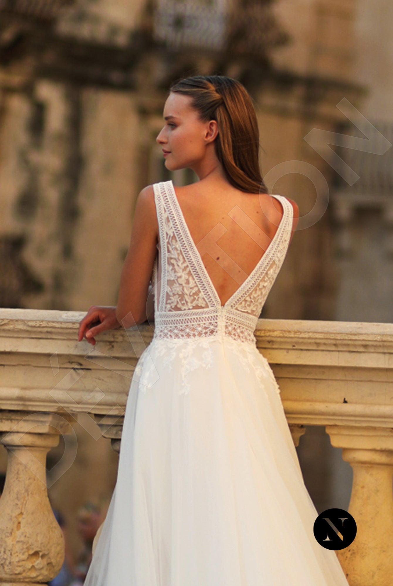 Scarlette A-line Deep V-neck Ivory Wedding dress