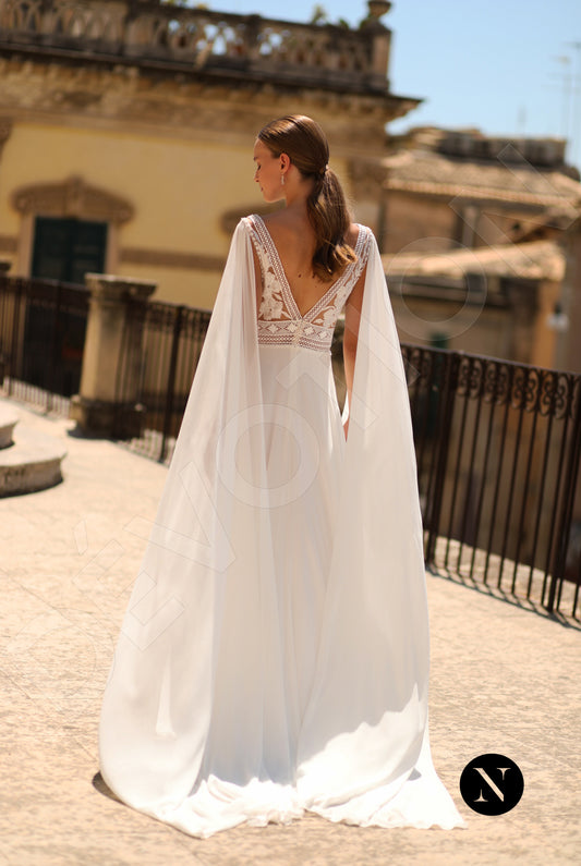 Verginia A-line Deep V-neck Ivory Wedding dress