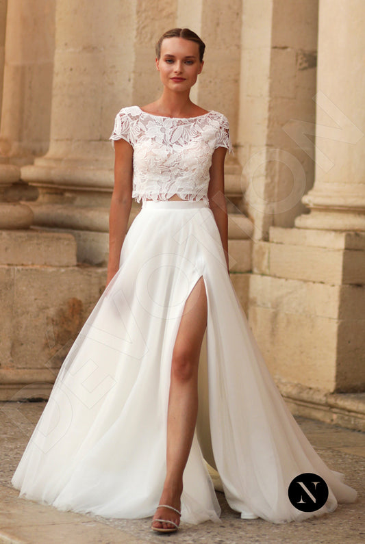 Aline A-line Boat Ivory Wedding dress