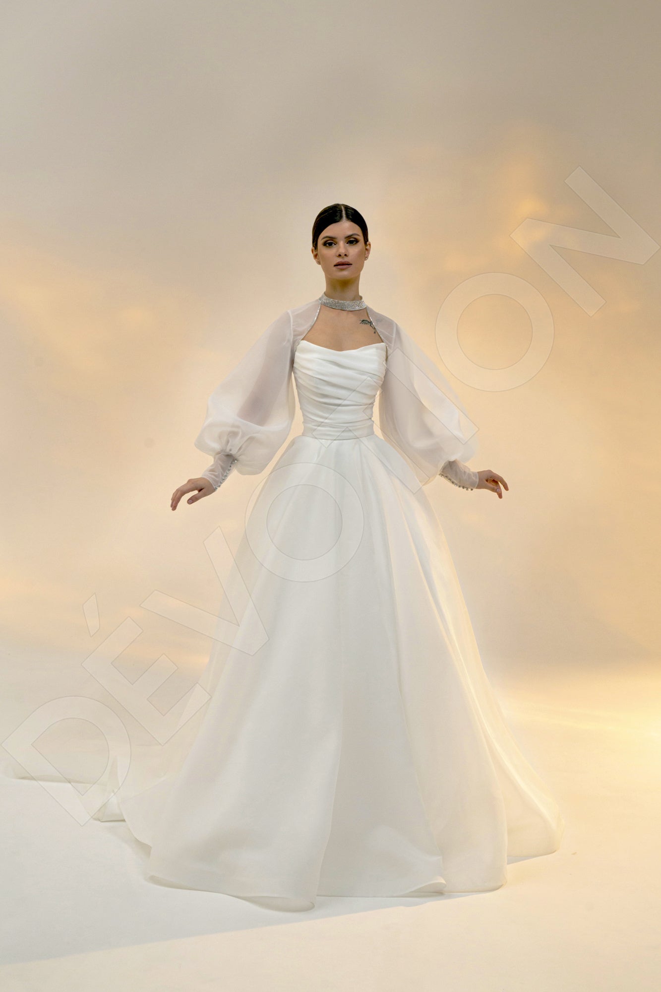 Ariala Princess/Ball Gown Straight Across Light Ivory Wedding dress