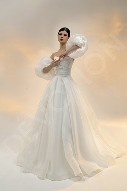 Ariala Princess/Ball Gown Straight Across Light Ivory Wedding dress