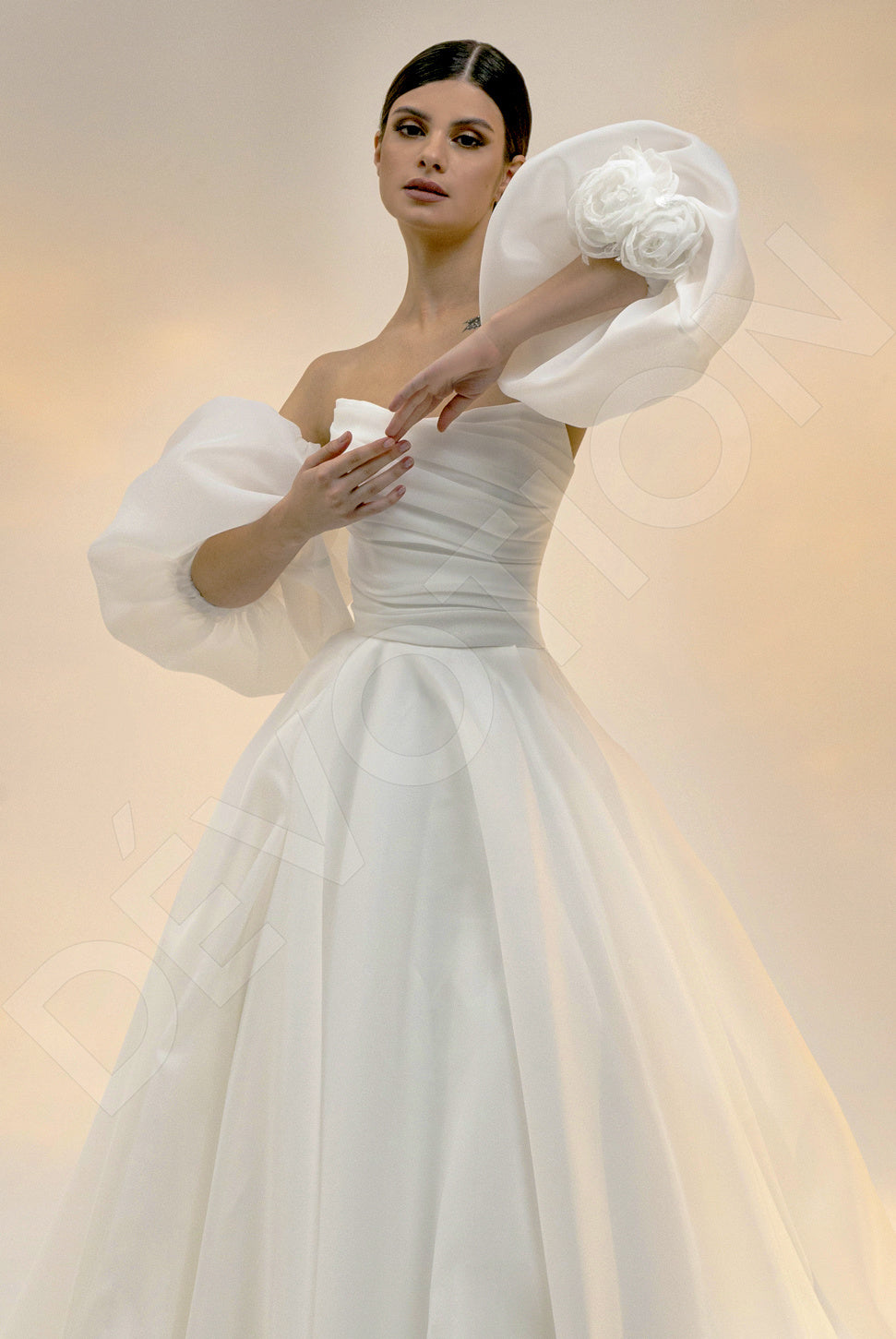 Ariala Princess/Ball Gown Straight Across Light Ivory Wedding dress