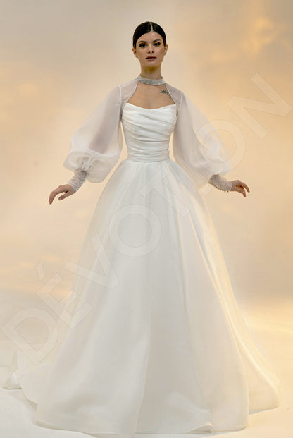 Ariala Princess/Ball Gown Straight Across Light Ivory Wedding dress