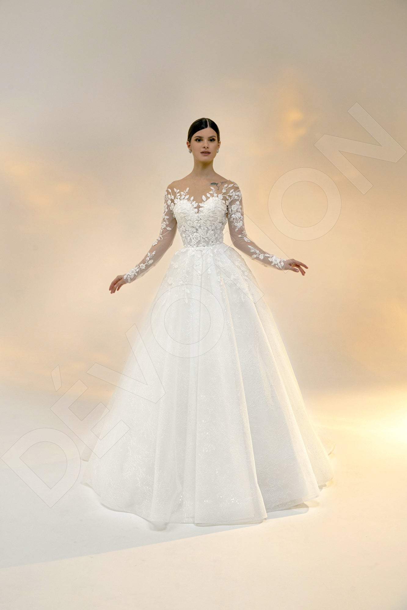 Lizzie Princess/Ball Gown Illusion Light Ivory Wedding dress