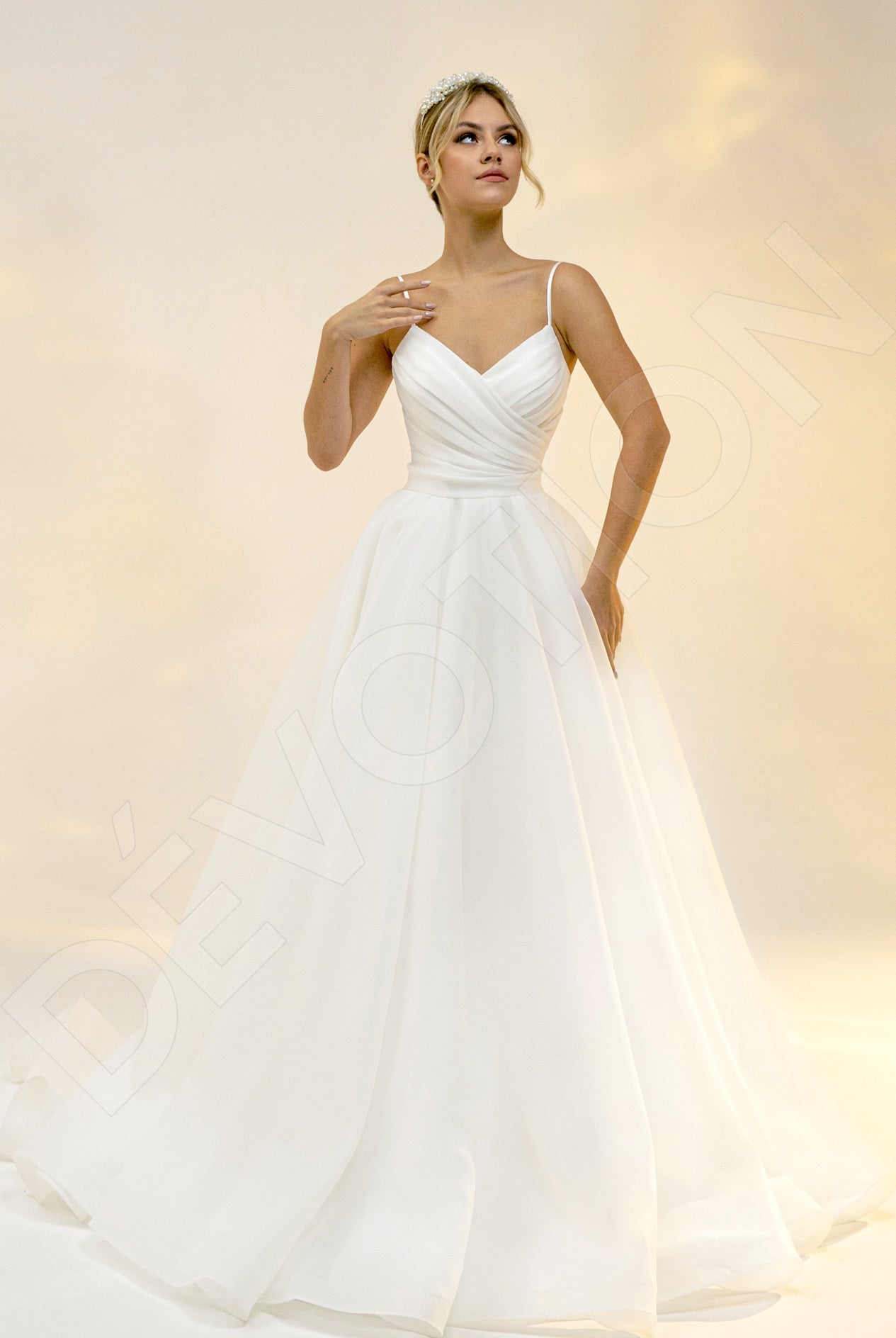 Mirena Princess/Ball Gown V-neck Light Ivory Wedding dress