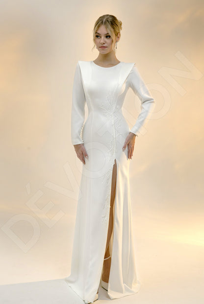 Sonnie Sheath/Column Jewel Light Ivory Wedding dress