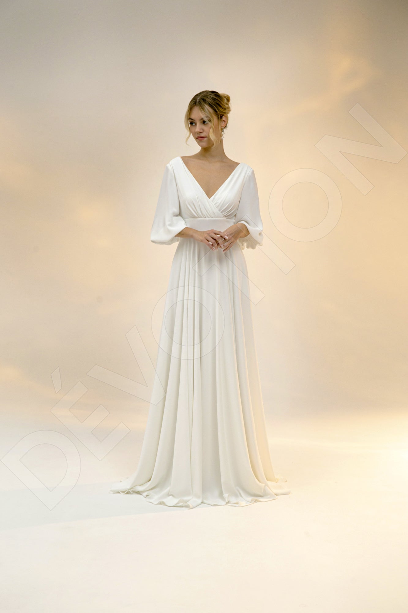 Odetta A-line V-neck Light Ivory Wedding dress