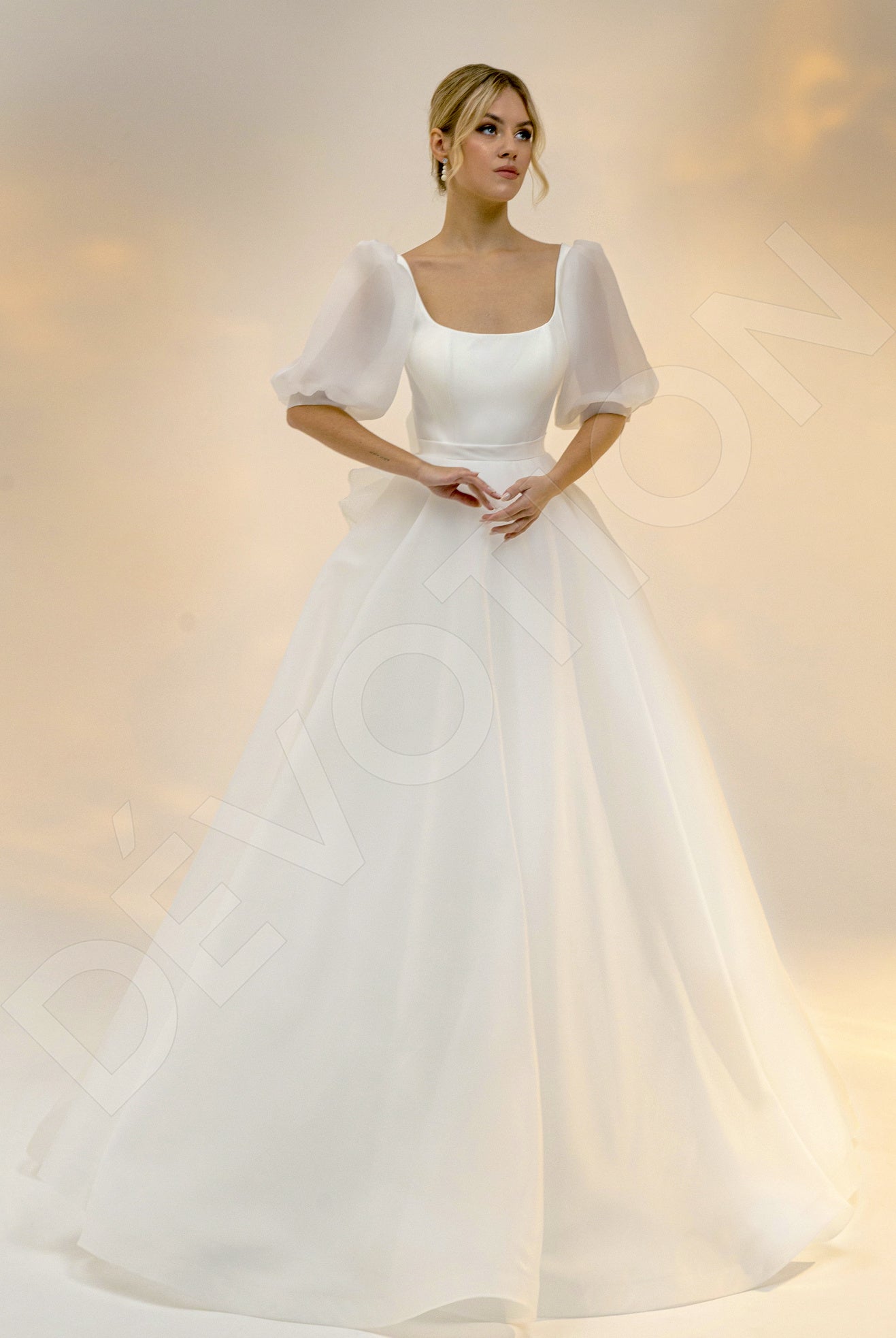 Skyler Princess/Ball Gown Square Light Ivory Wedding dress