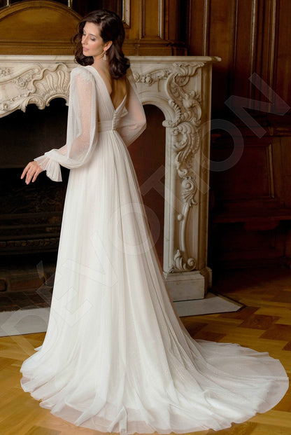 Harley A-line Deep V-Neck Off White Wedding dress