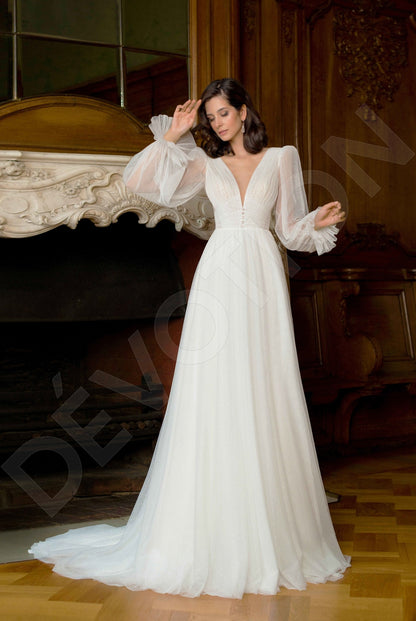 Harley A-line Deep V-Neck Off White Wedding dress