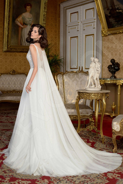 Safiana A-line Deep V-Neck Off White Wedding dress