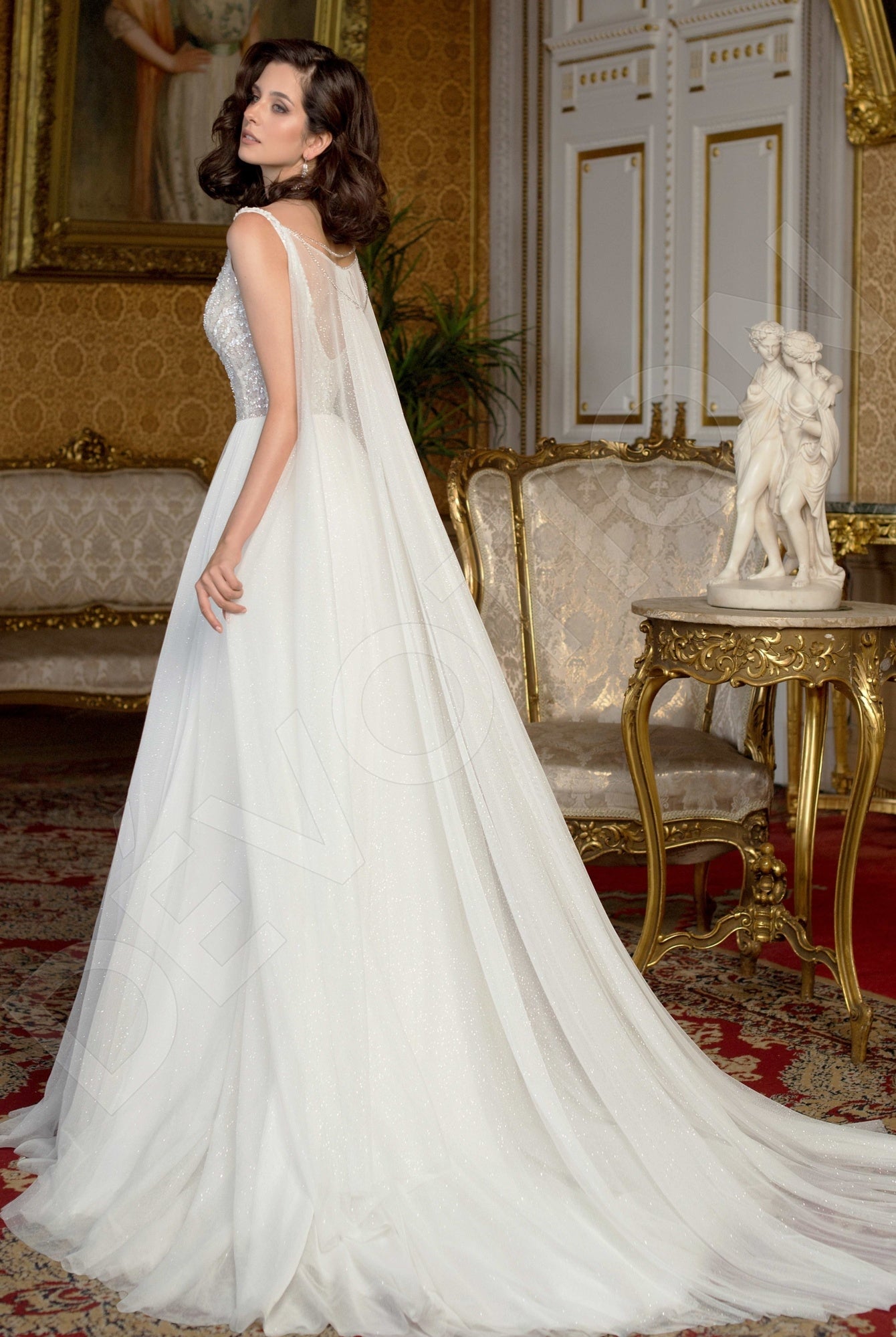 Safiana A-line Deep V-Neck Off White Wedding dress