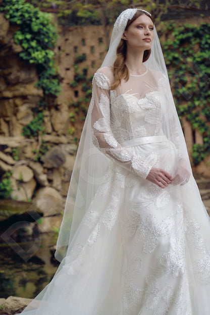 Kimia A-line Jewel Milk Wedding dress