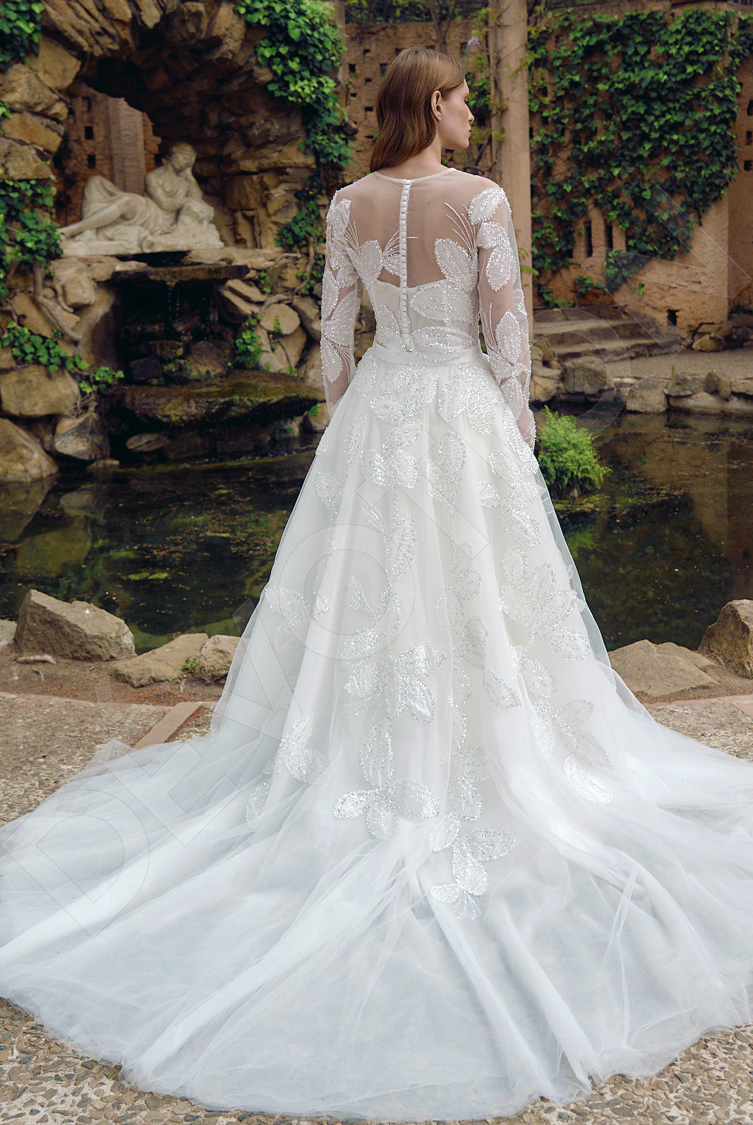 Kimia A-line Jewel Milk Wedding dress