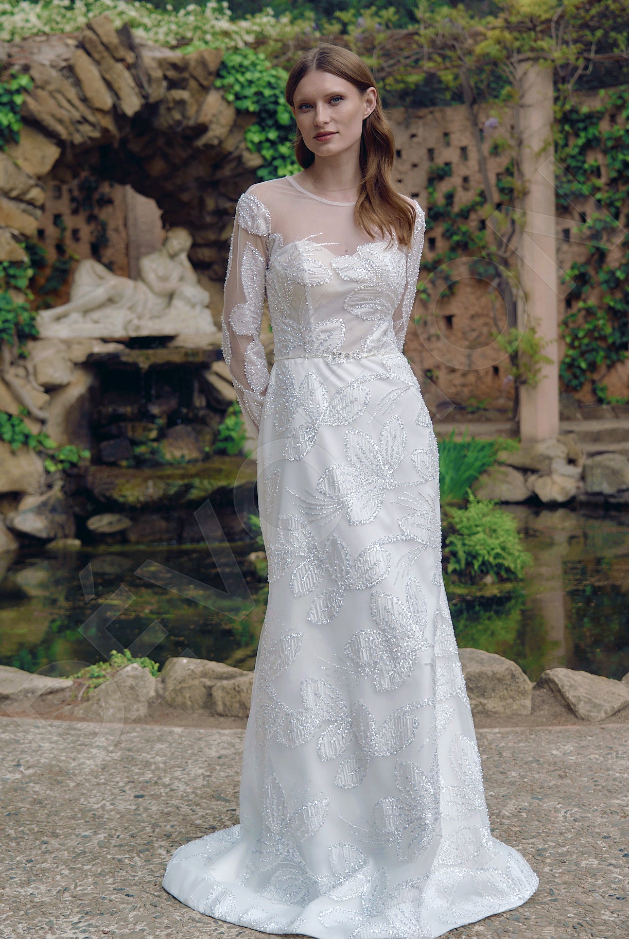 Kimia A-line Jewel Milk Wedding dress