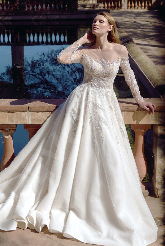 Carlita A-line Illusion Milk Wedding dress