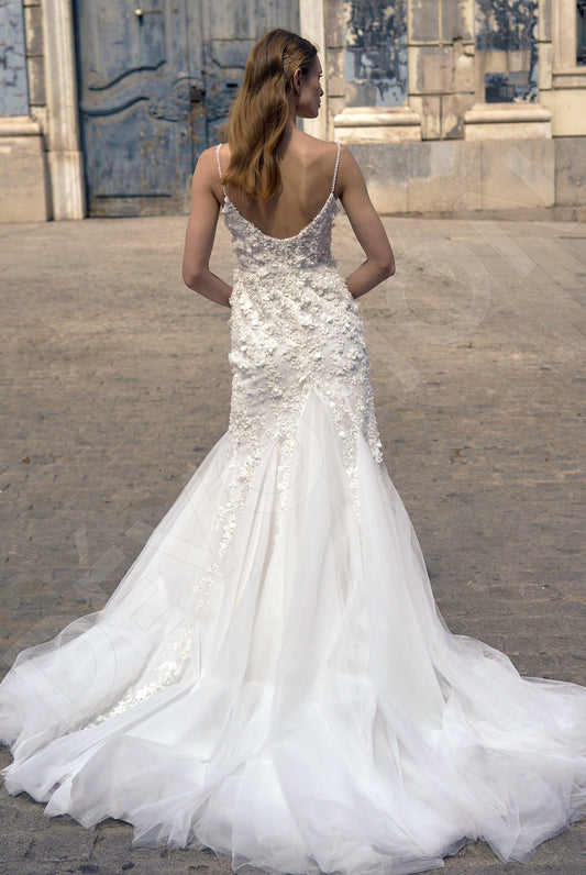 Kaley Trumpet/Mermaid Scoop Milk Wedding dress