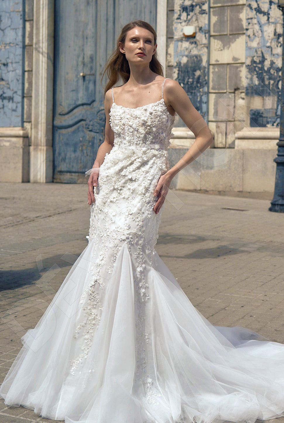 Kaley Trumpet/Mermaid Scoop Milk Wedding dress