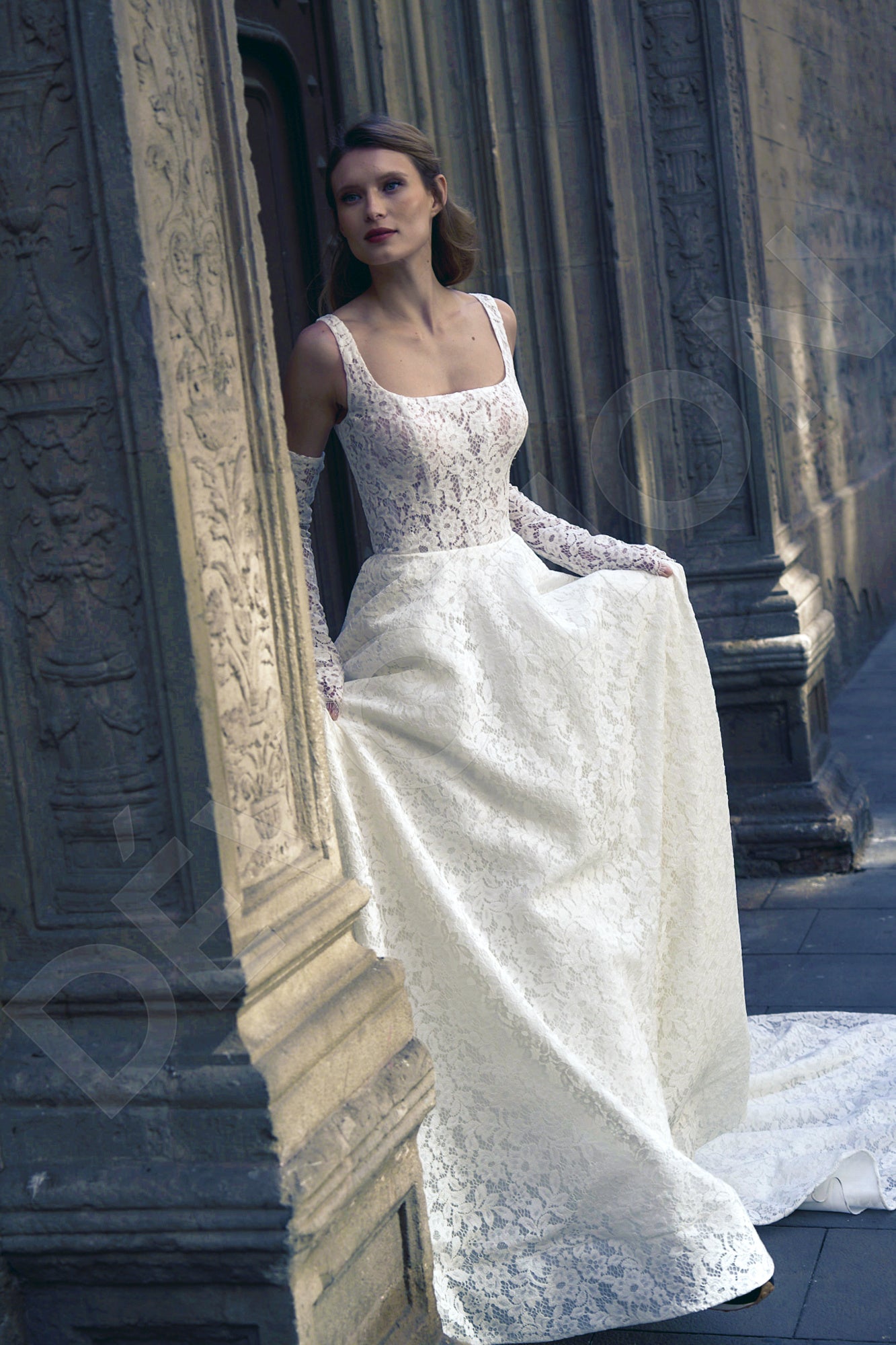 Francina A-line Square Milk Wedding dress