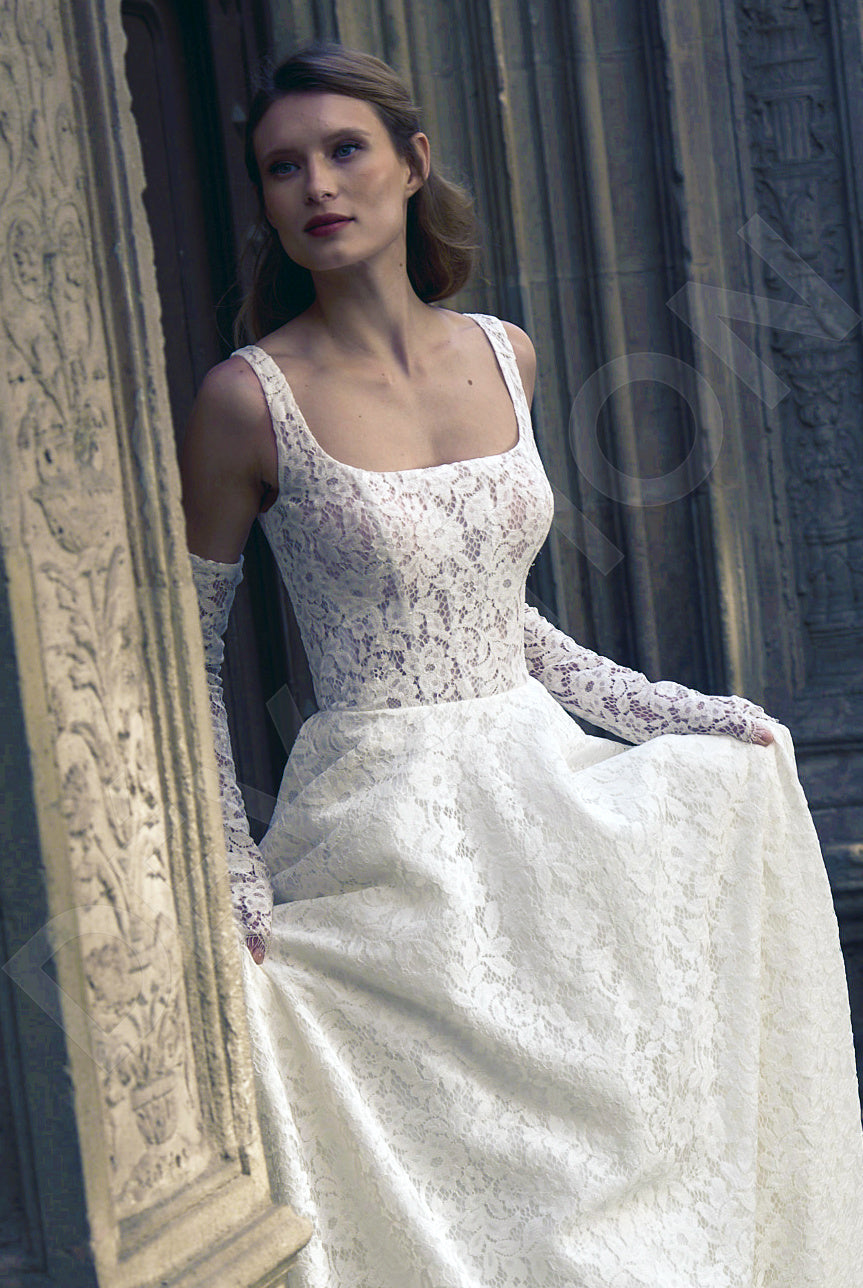 Francina A-line Square Milk Wedding dress