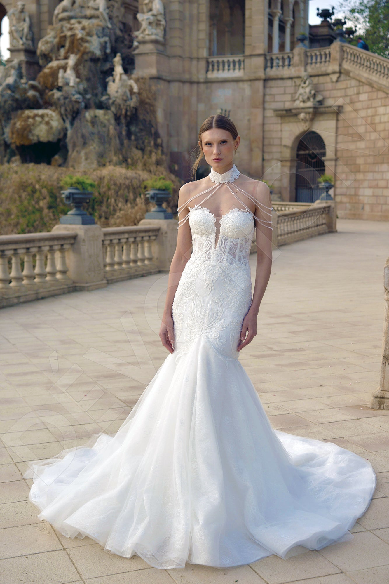 Francesca Trumpet/Mermaid Sweetheart Milk Wedding dress