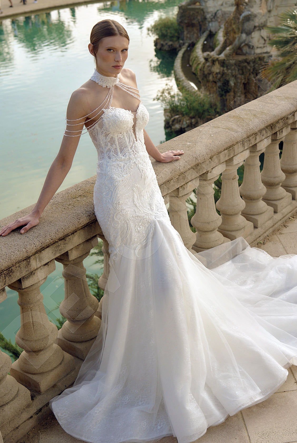 Francesca Trumpet/Mermaid Sweetheart Milk Wedding dress