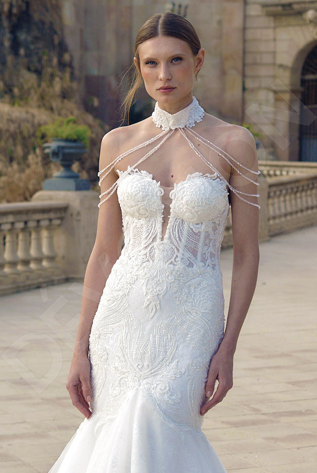 Francesca Trumpet/Mermaid Sweetheart Milk Wedding dress