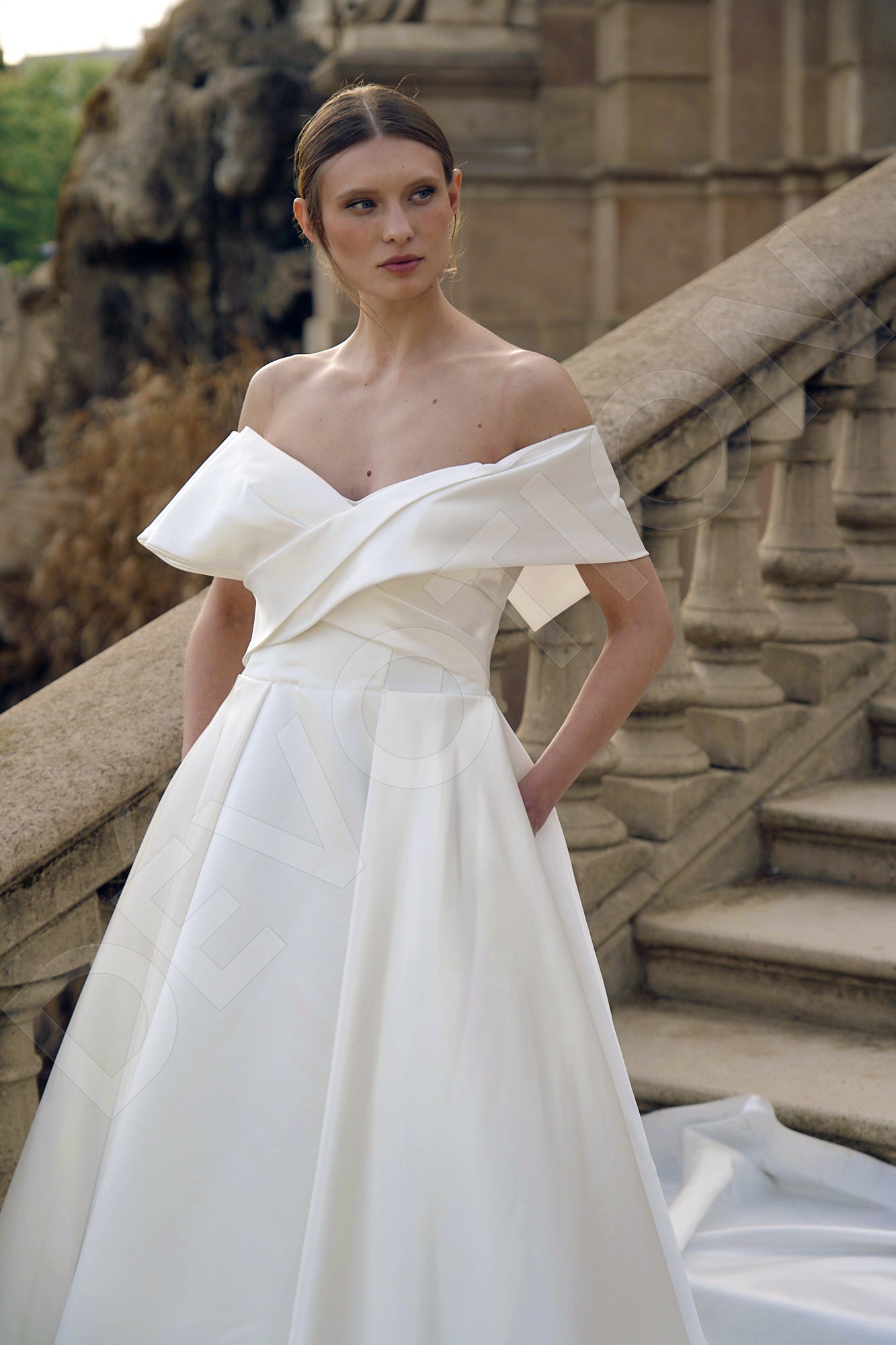 Jessica A-line Off-shoulder/Drop shoulders Milk Wedding dress