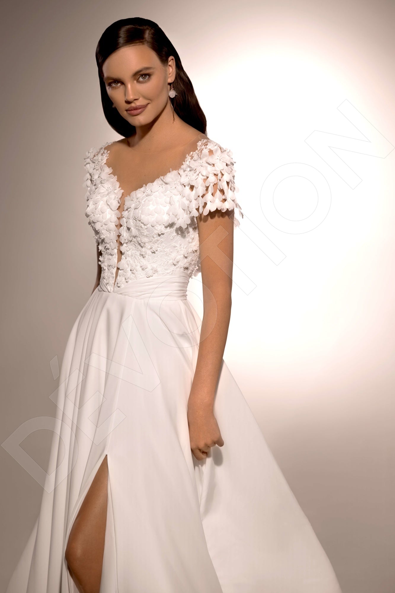 Jalali A-line Illusion Ivory Wedding dress