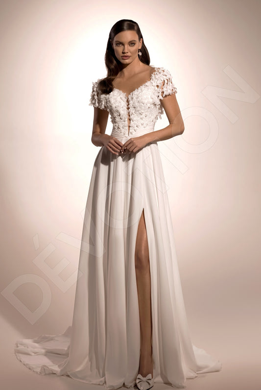 Jalali A-line Illusion Ivory Wedding dress