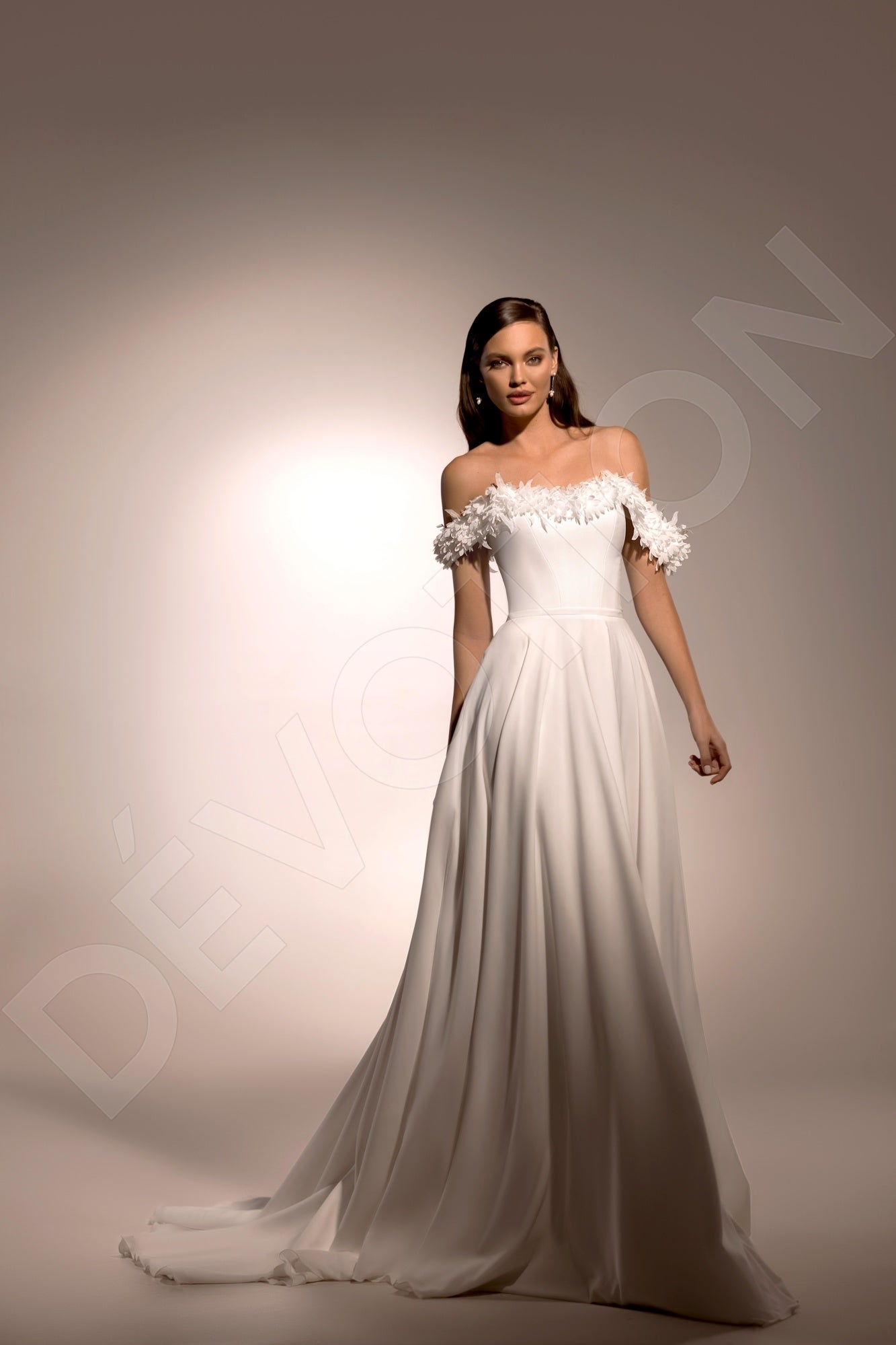 Korina A-line Off-shoulder/Drop shoulders Ivory Wedding dress