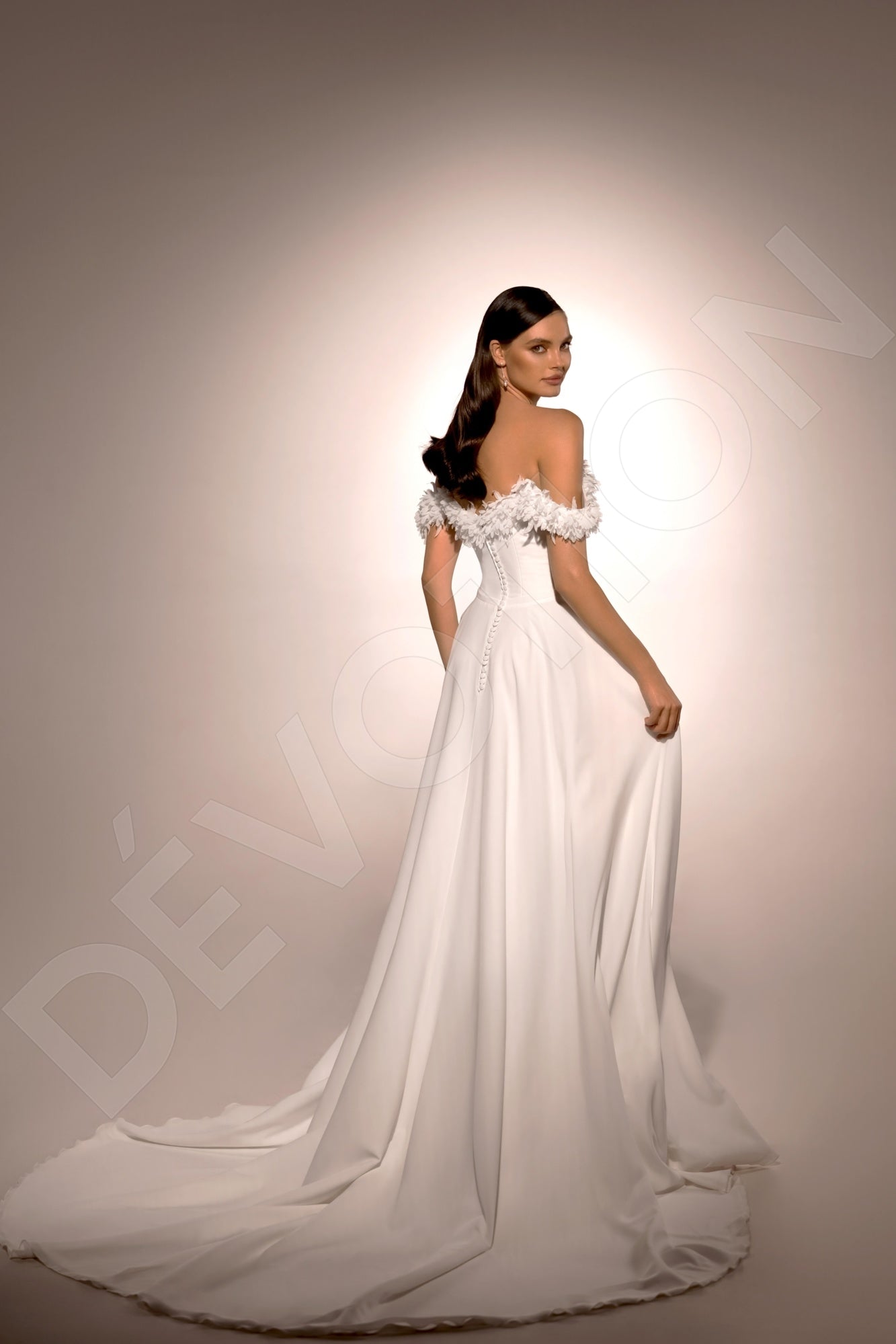 Korina A-line Off-shoulder/Drop shoulders Ivory Wedding dress