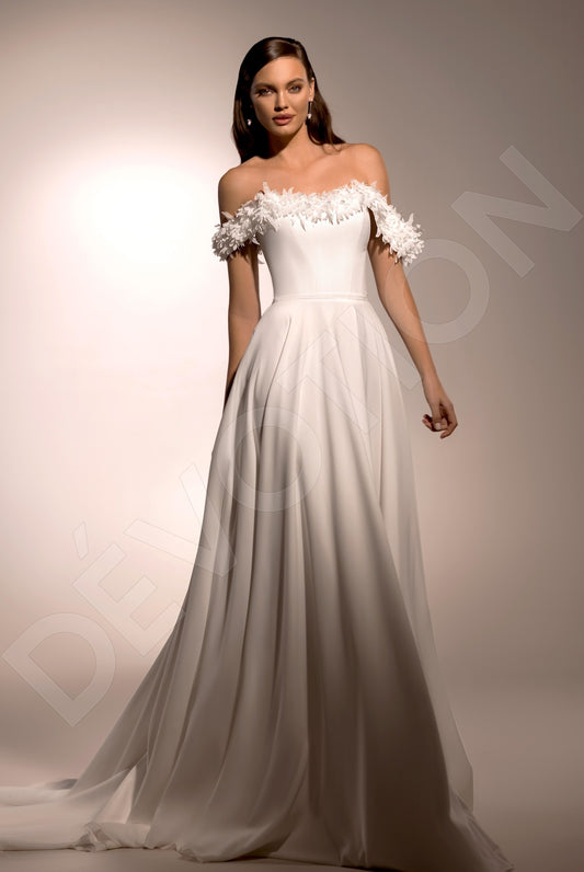 Korina A-line Off-shoulder/Drop shoulders Ivory Wedding dress