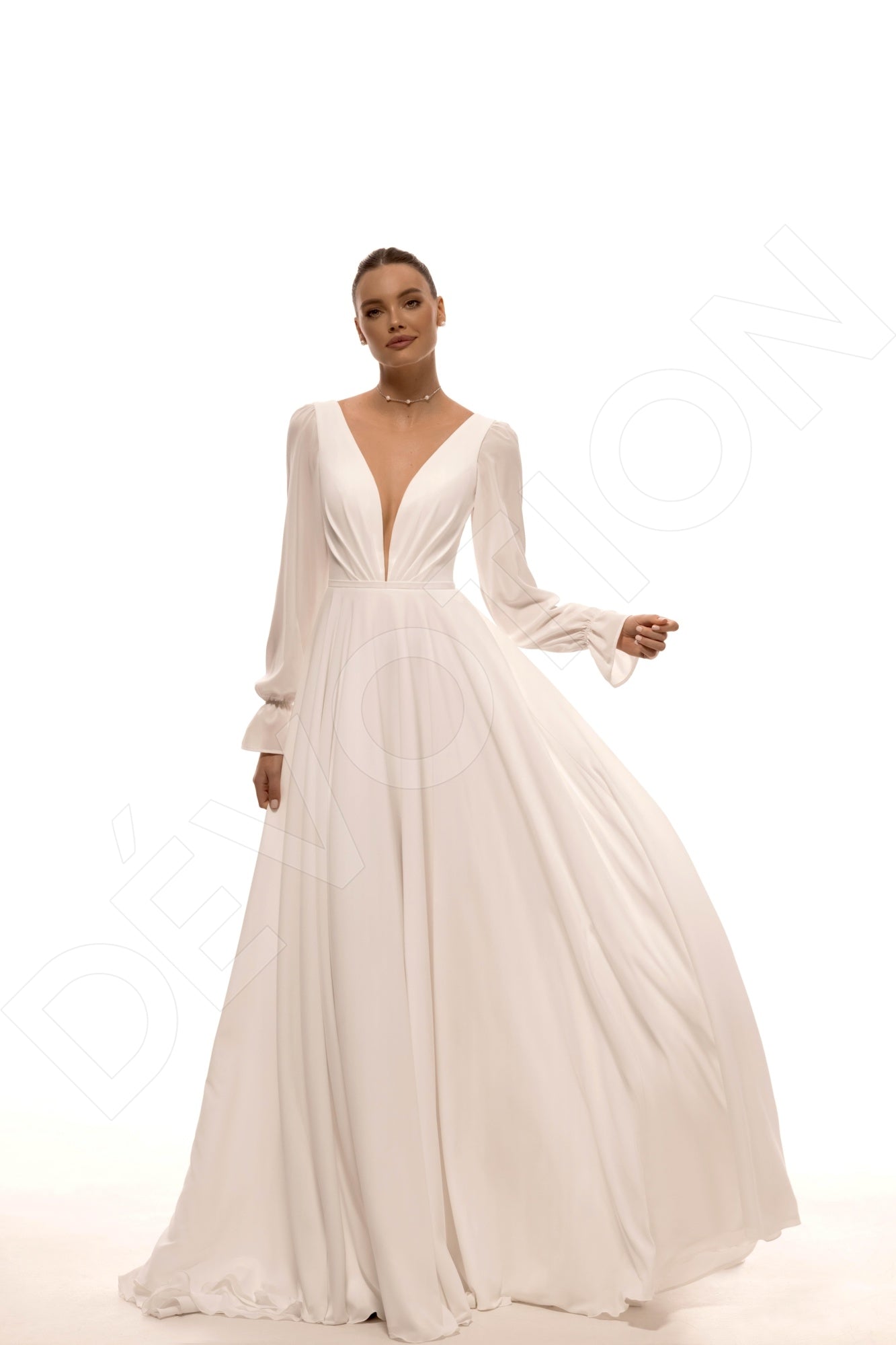 Millie A-line Deep V-neck Ivory Wedding dress