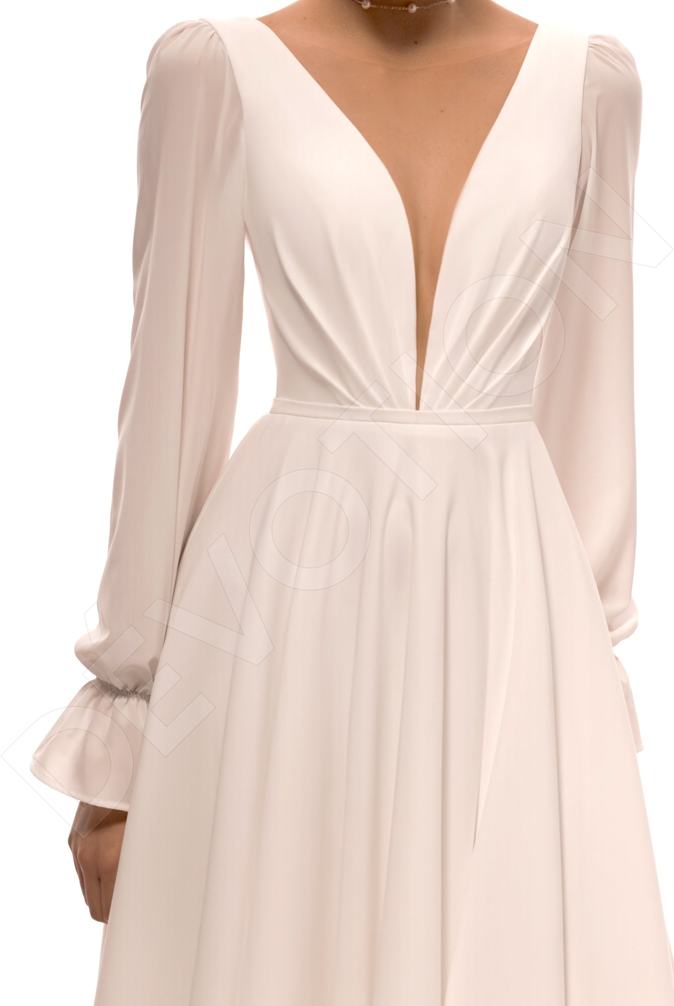 Millie A-line Deep V-neck Ivory Wedding dress