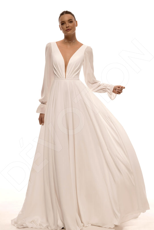 Millie A-line Deep V-neck Ivory Wedding dress