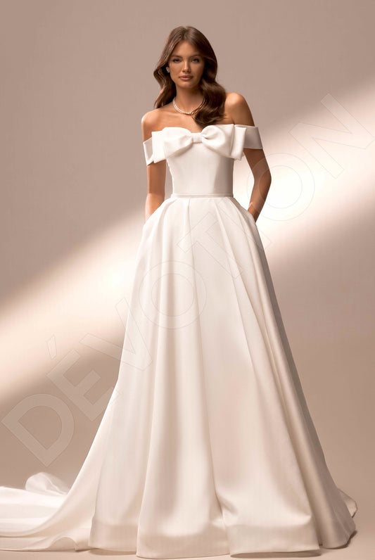 Nana A-line Off-shoulder/Drop shoulders Ivory Wedding dress